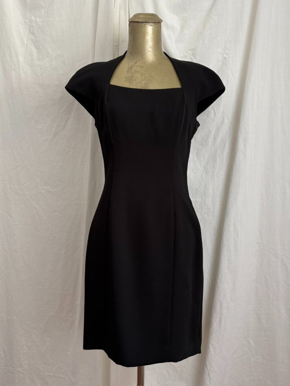 Vtg 90s Ann Taylor Little Black Dress Size 4 Minimalist Chic Rhinestone Buttons